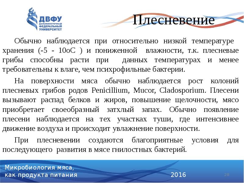 Плесневение
Обычно наблюдается при относительно низкой температуре хранения (-5 - Плесневение
Обычно наблюдается при относительно низкой температуре хранения (-5 -