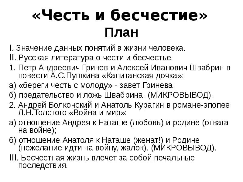 Что такое честь и бесчестие