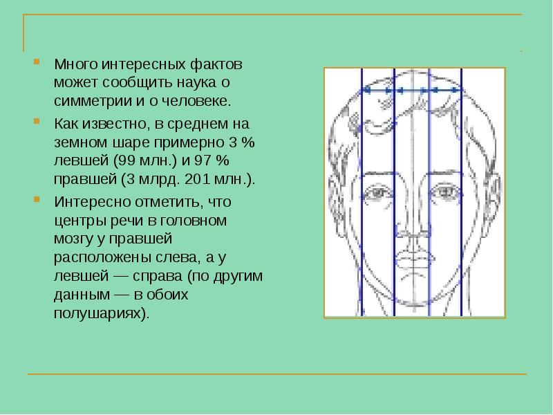 Много интересных фактов может сообщить наука о симметрии и о человеке.
Много интересных фактов может сообщить наука о симметрии и о человеке.