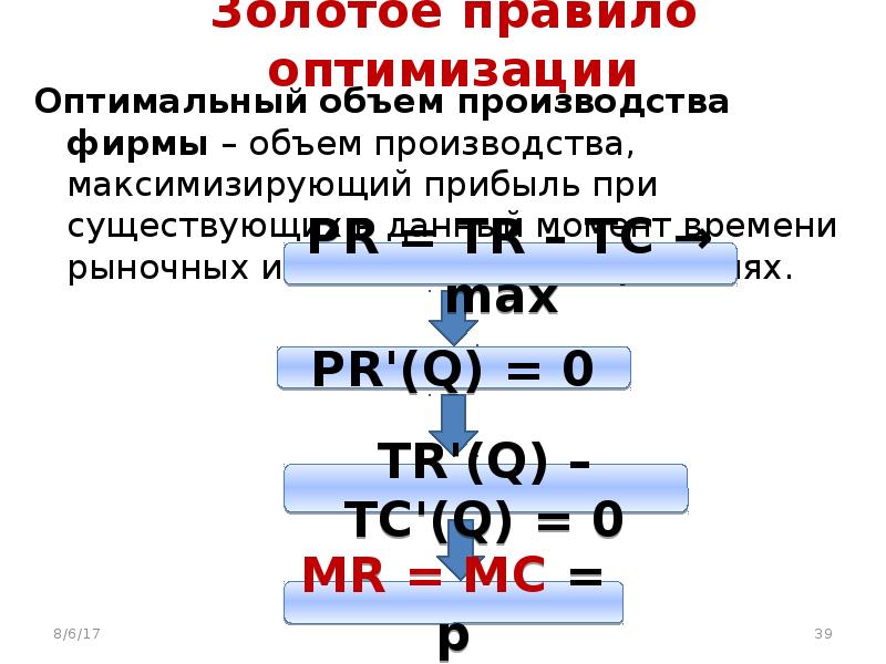 Оптимальный объем фирмы. Правило оптимизации. Правило оптимизации производства. Оптимальный объем производства формула. Правило оптимальности.