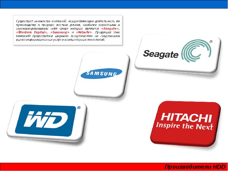 Следующих производителей. Карта производителей жестких дисков.