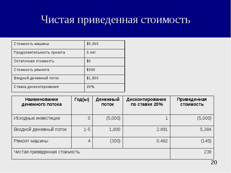 Чистая стоимость проекта