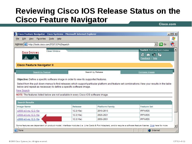 Reviewing Cisco IOS Release Status on the Cisco Feature Navigator