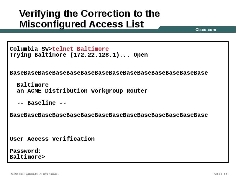 Verifying the Correction to the Misconfigured Access List