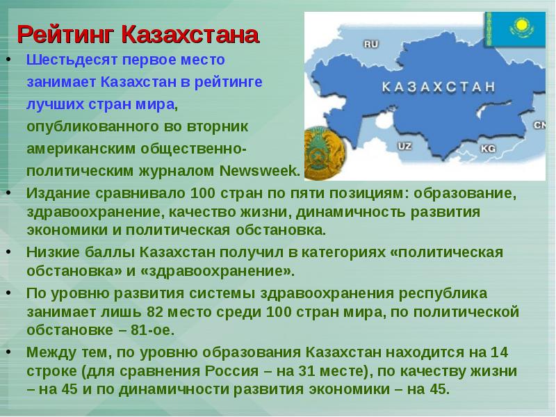 Место казахстана в международном сопоставлении стран мира презентация