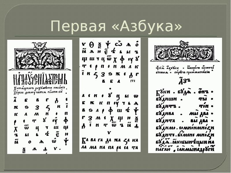 Первые письменности. Первая Азбука. Первая Азбука на Руси. Первая печатная Азбука на Руси. Самая первая Азбука.