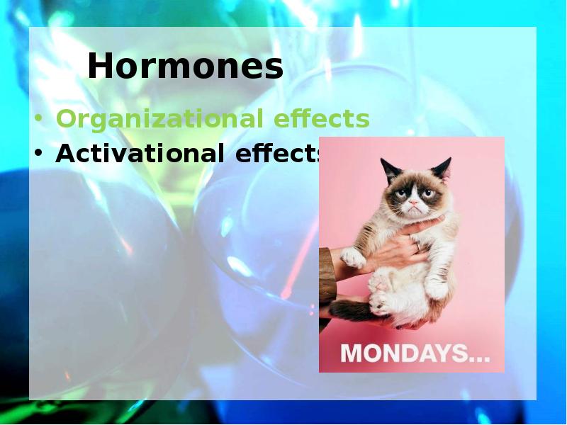 Hormones Organizational effects Activational effects