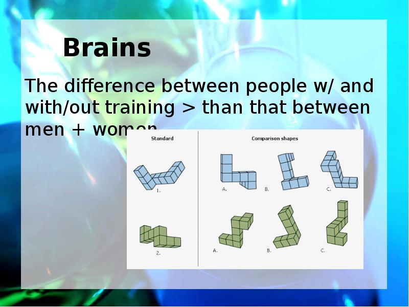Brains The difference between people w/ and with/out training > than
