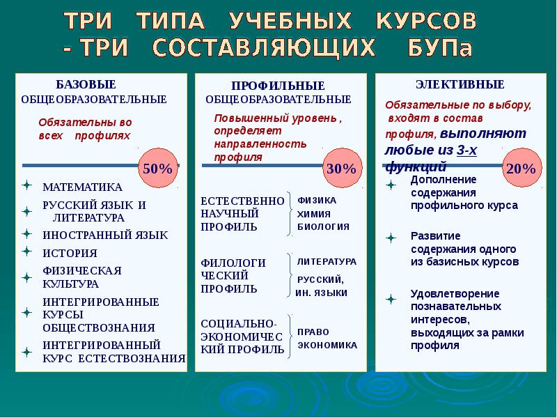 Набор элективных курсов на основе базисного учебного плана определяется