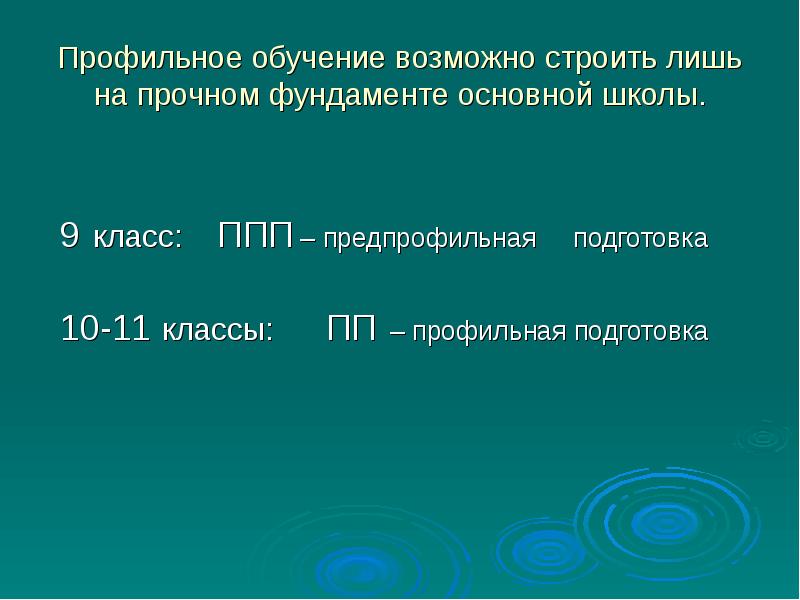Профильное обучение возможно строить лишь на прочном фундаменте основной школы. 