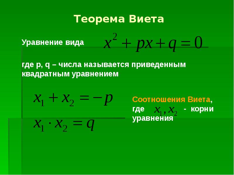 Решение уравнений через теорему виета