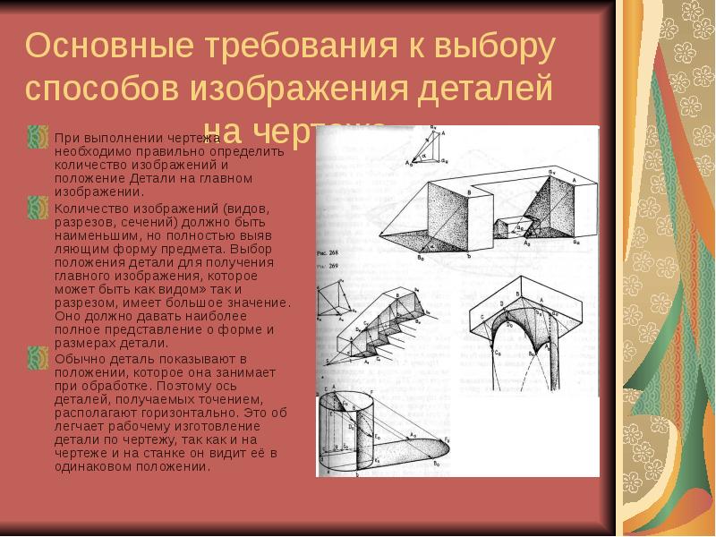 Для достаточного представления формы детали количество изображений должно быть