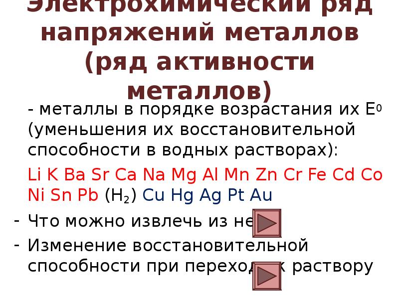 Металл находится в электрохимическом ряду напряжений