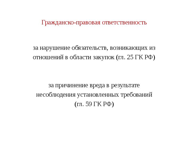 Гражданско-правовая ответственность за нарушение обязательств, возникающих из отношений в области закупок