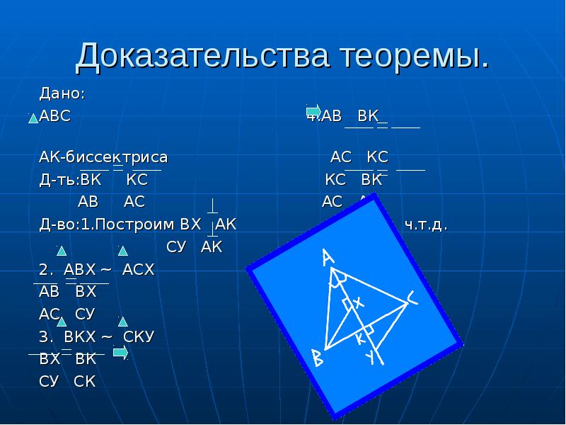 Докажите что биссектриса вершина