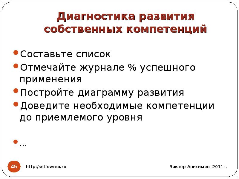 Составляющие навыка. Диаграмма собственных компетенций. Развитие карьеры ,самодиагностика.