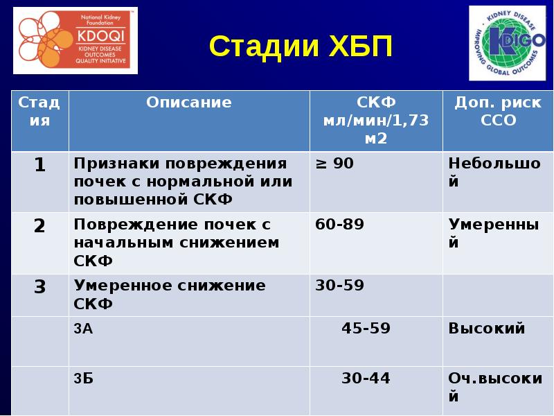 Стадии заболевания почек