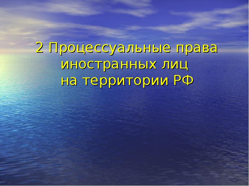 2 Процессуальные права иностранных лиц  на территории РФ
