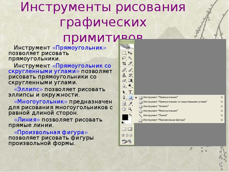 Инструмент который позволяет рисовать произвольные линии различной толщины и формы в информатике