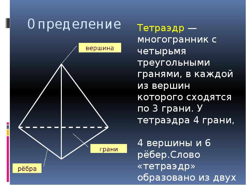 Правильный тетраэдр презентация 10 класс