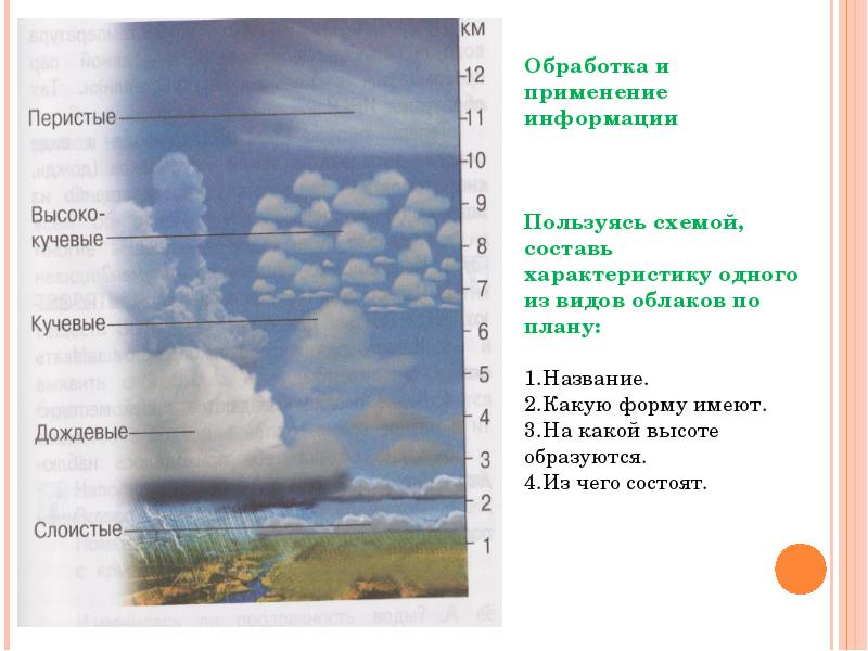 Схема облаков. Облака типы облаков. Виды облаков рисунок. Облачность и виды облаков. Расположение облаков по высоте.