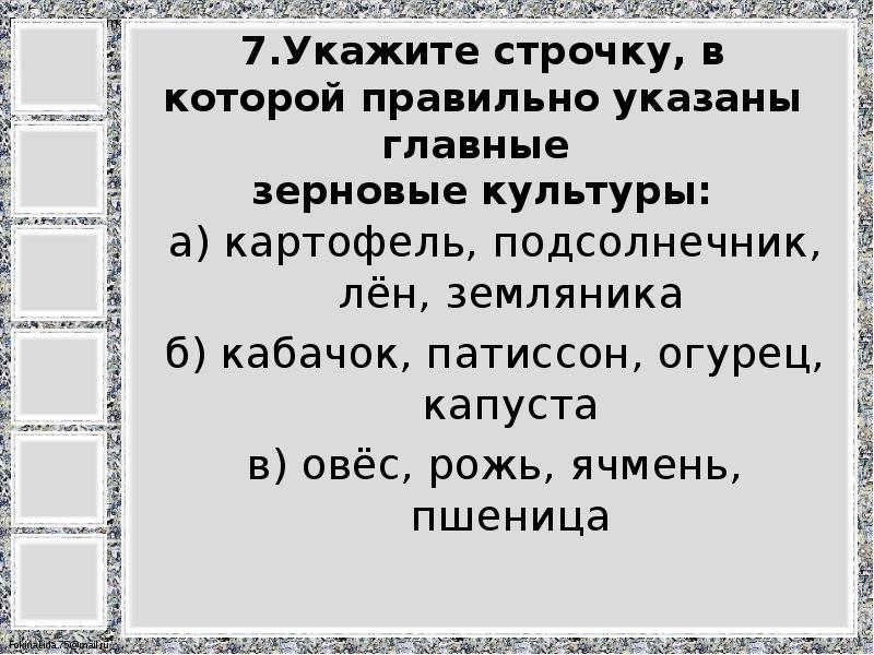 Укажи строчку в которой правильно указаны главные зерновые культуры. Укажи строчку в которой правильно указаны плодовые культуры. Выбери строчку в которой правильно указаны. Выберите строчку в которой все написано правильно.