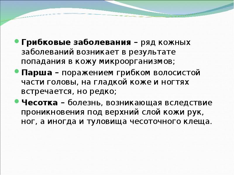 Грибковые заболевания – ряд кожных заболеваний возникает в результате попадания в