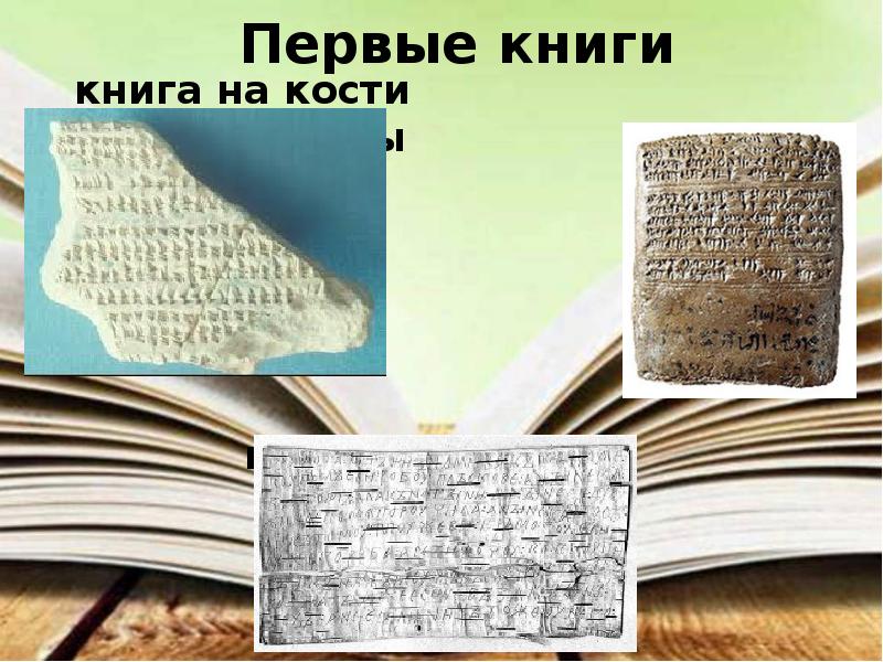Первые книги  книга на кости     