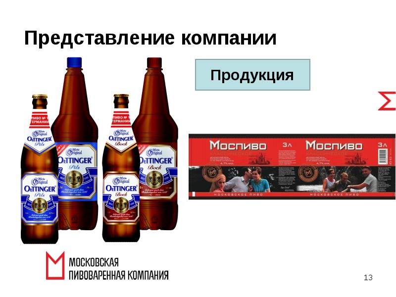 Представление компании. Московская Пивоваренная компания продукция. Представление компании пример. Представление компании презентация. Продукты Московская Пивоваренная компания.