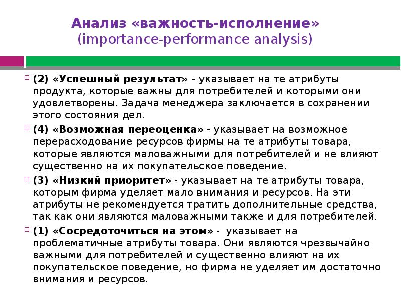 Карта атрибутов важность исполнение представляет