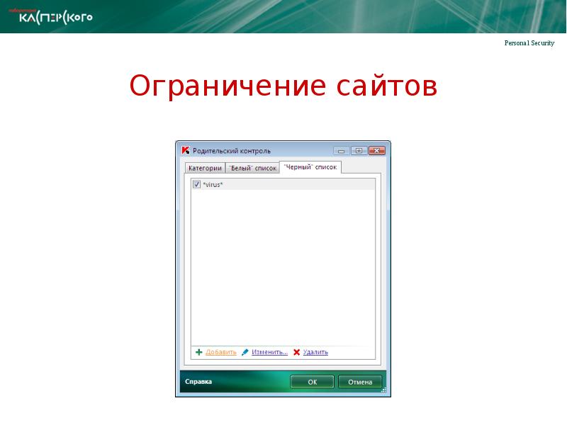 Ограничение сайта. Internet Security для презентации. Компрем.