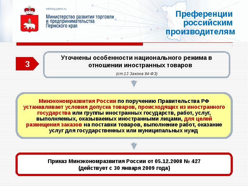 Цель размещения. Национальная система преференций Российской Федерации. Законодательство о размещении заказов реестры. Режим государства в отношении иностранцев. Изменения в законодательство по иностранным агентам.