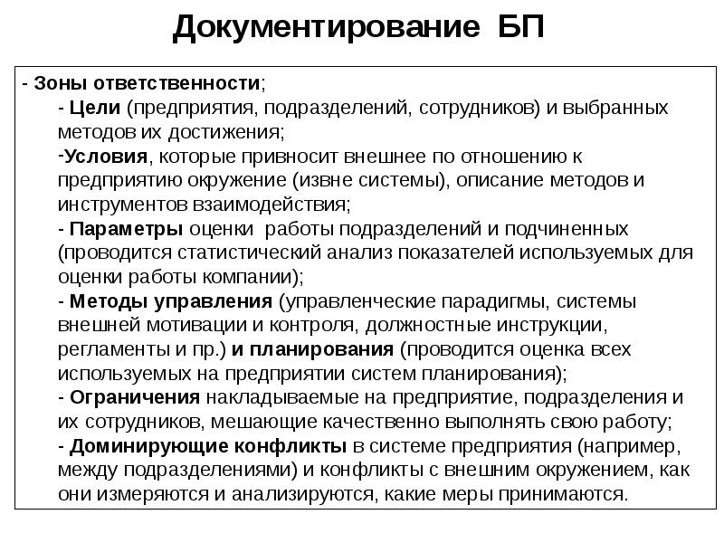 Документирование БП