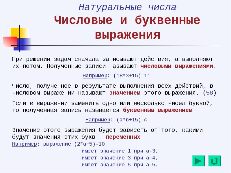 Числовые и буквенные выражения 2 класс презентация