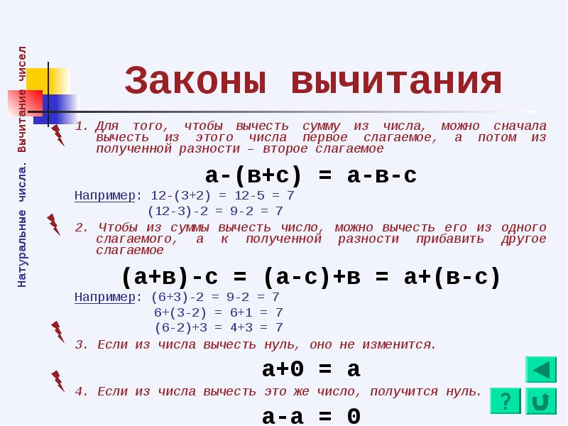 Свойства сложения вычитание умножение деление