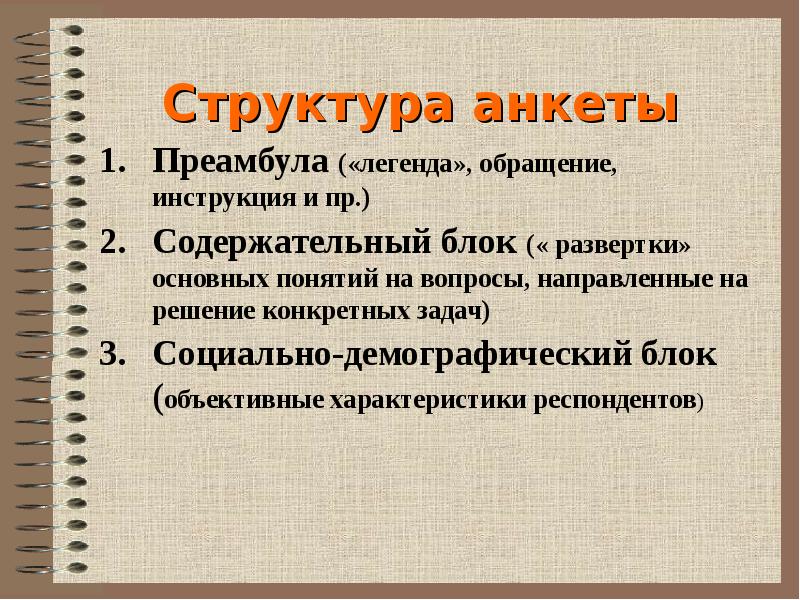 Структуры анкетирования