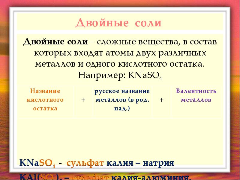 Двойная соль. Двойные соли примеры. Примеры двойных солей. Названия двойных солей.