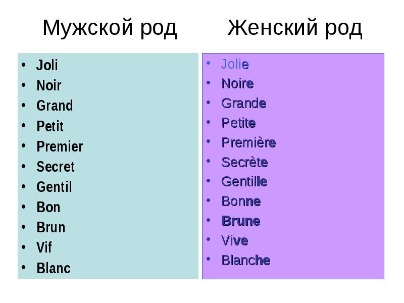 Мужской род 1. Blanc женский род. Прилагательные женского рода во французском языке. Французские слова женского рода. Мужской и женский род во французском языке.