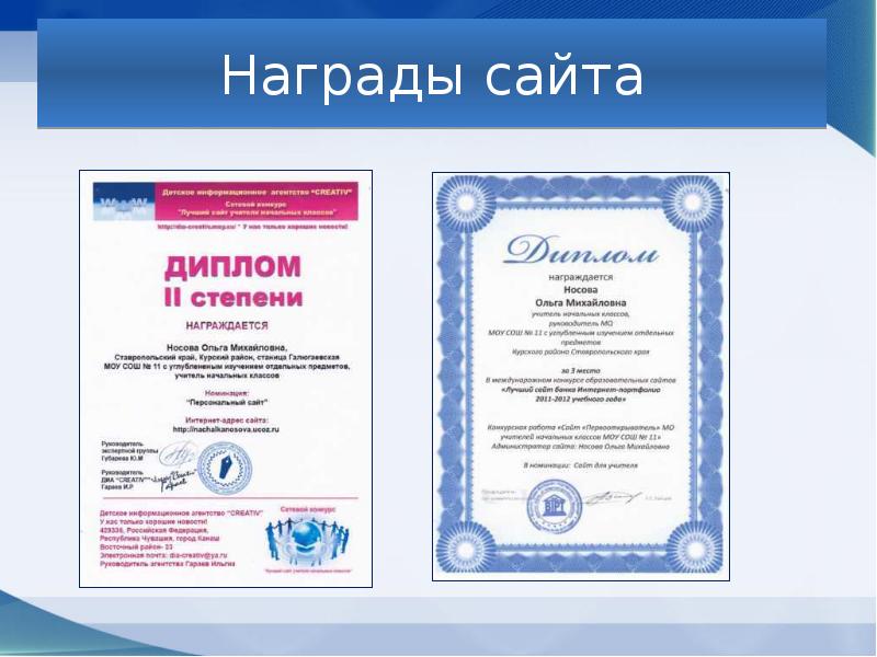 Презентация сайта диплом