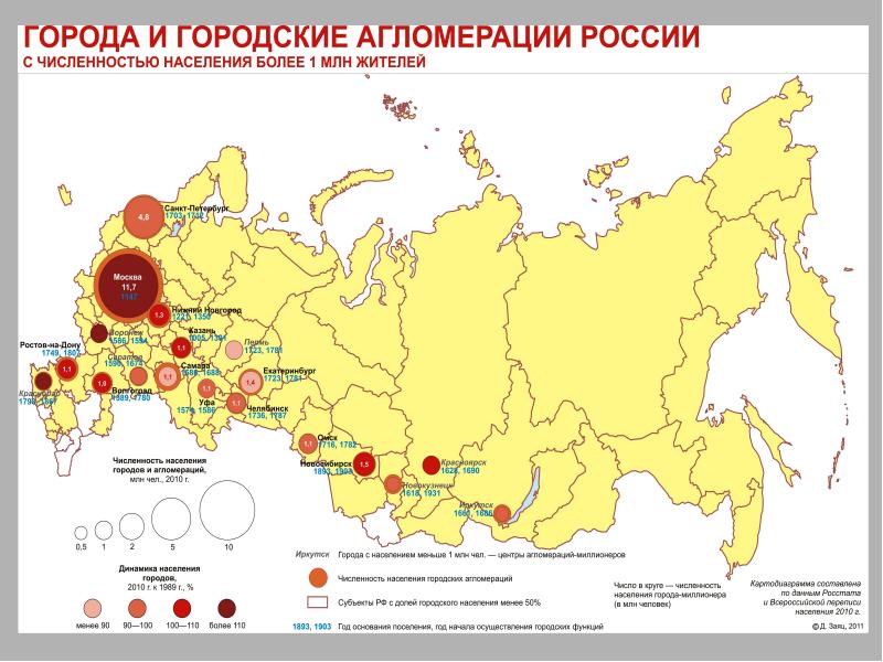 Карта по численности населения