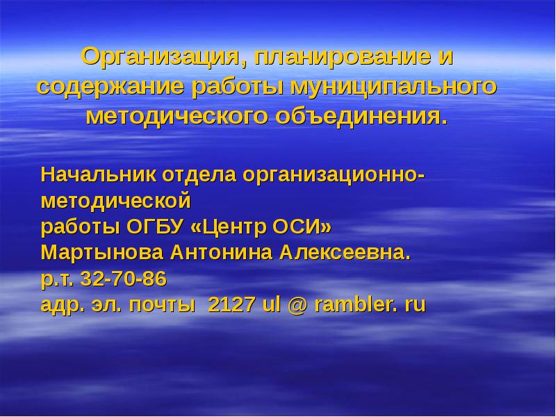 Организация работы методического объединения