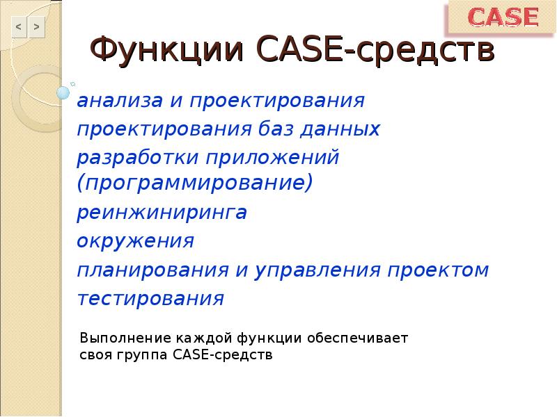 Case средства. Основные функции Case средств. Основные возможности Case-средств. Основные функциональные возможности Case-средств. Примеры Case-средств для проектирования БД.