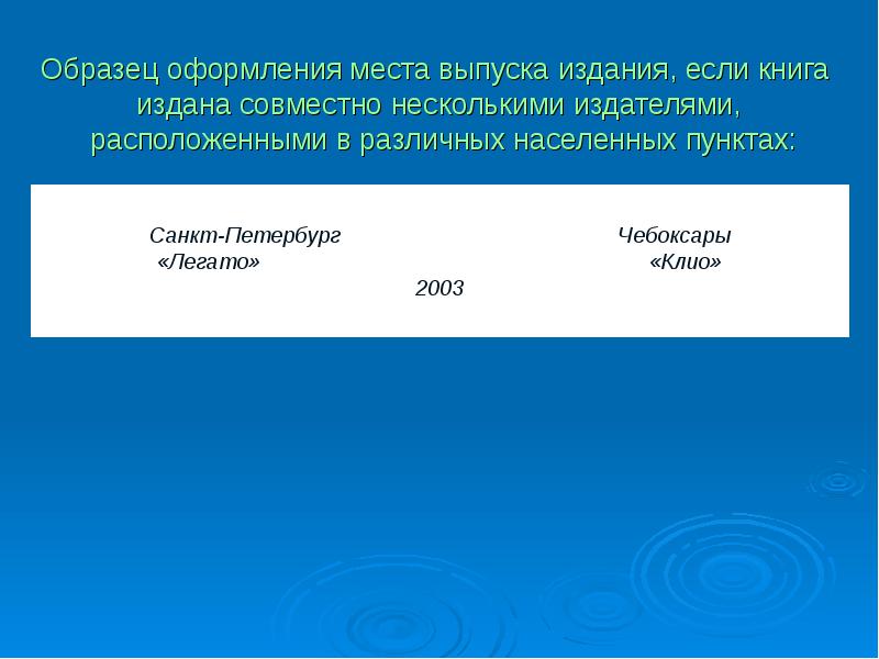 Место выпуска. Пример оформления издательства. Место издания. Место выпуска издания филиалом.