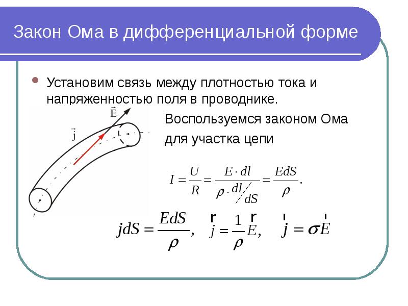 Закон ома в дифференциальной форме