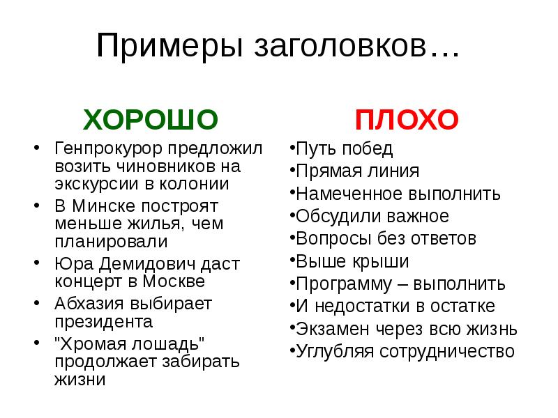 Example title. Заголовок пример. Примеры плохих заголовков. Примеры заголовков с примерами. Приведите пример заголовка.