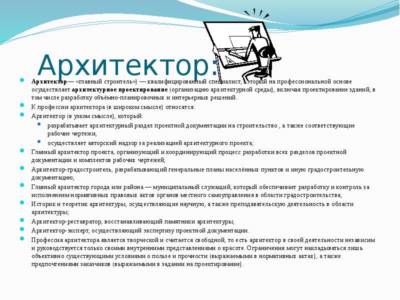 Должность главный архитектор проекта