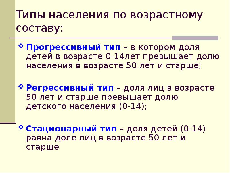 Типы населения