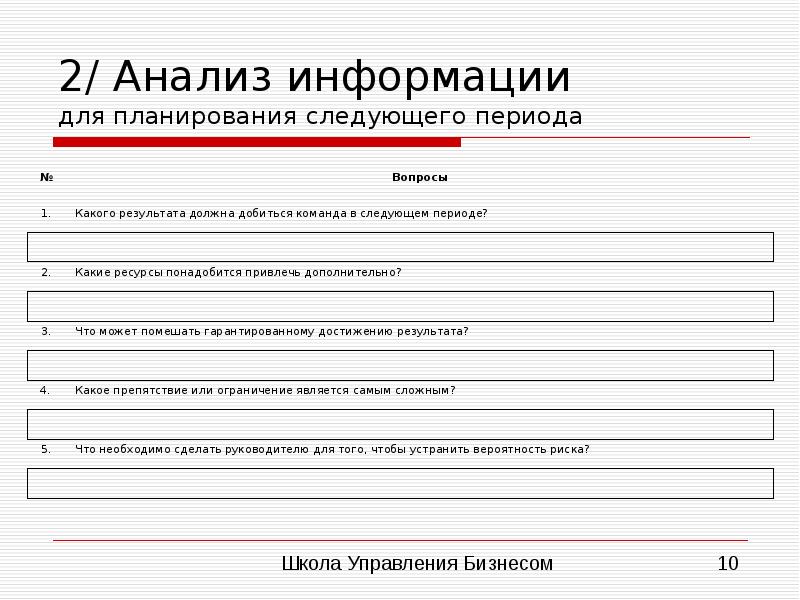 Планирование на следующий период. Планирование на следующий период