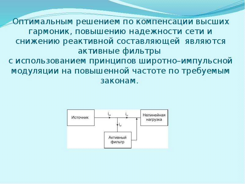 Являться активный. Компенсация высших гармоник тока. Активный фильтр компенсатор для компенсации высших гармоник. Фильтрация высших гармоник. Фильтры высших гармоник.ppt.