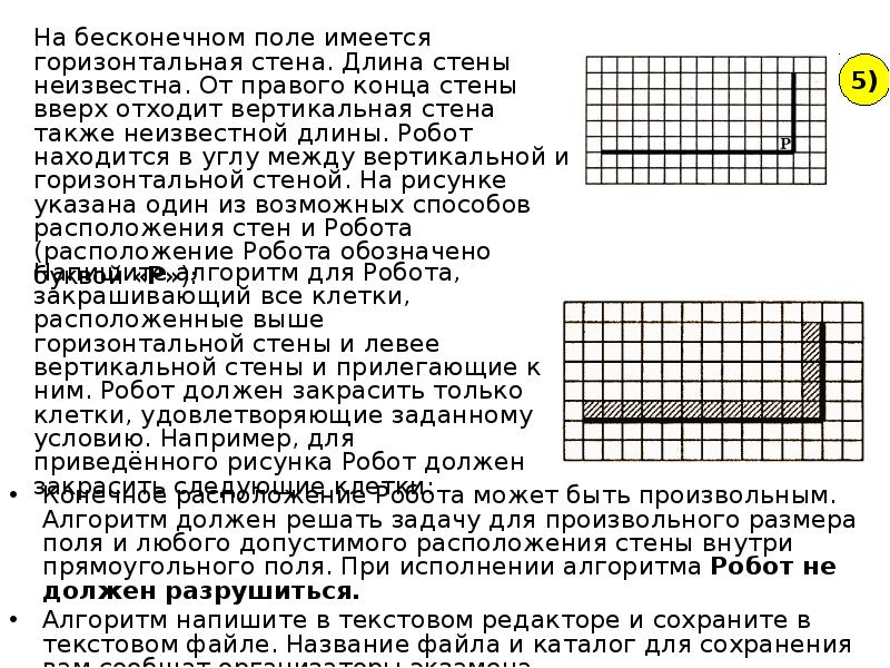 Для стартовой обстановки изображенной на рисунке написана программа робот находится слева от стены